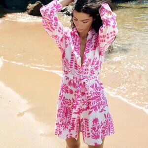 BELTED PRINTED SHIRT DRESS